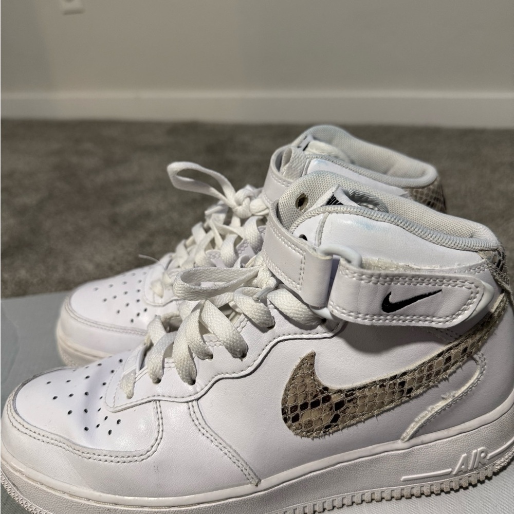 Nike  White and Tan High-Top Sneakers